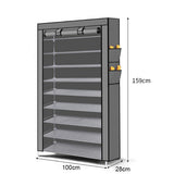 9 Tier Shoe Rack Portable Storage Cabinet Organiser Portable Wardrobe W/ Cover Gray V201-QHGMMOREONE041
