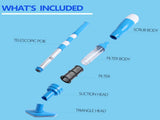 Blue and White Cordless Underwater Pool Vacuum with 3 Cleaning Heads & 164cm Extended Reach V888-ELOSUNG45789