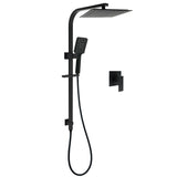 Matt Black Square Twin Shower 10" Rain Head 3 Modes Handheld Silde Rail Arm Mixer Set V1233-C7121SBHS002M4CBSS1001BKSQ201B