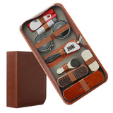 Gold Men's shoe care kit, leather shoe care, men's accessories, shoe care tools, leather case, V1106-918-SIL-13110