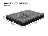 Giselle Bedding King Mattress 34cm 7-Zone Bamboo Charcoal Fabric with Pocket Spring MATTRESS-BLACK-KING