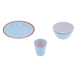 12Pcs/Set Household Dinnerware Light Blue Grid Cup Bowl Plate for Home Kitchen Restaurant V1294-YM0901-3118210179111