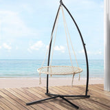 Gardeon Hammock Chair Nest Web Outdoor Swing with Steel Stand 100cm HM-CHAIR-NEST-CREAM-X