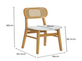 Rattan Back Dining Chairs Set of 2, White Faux Leather V1127-AU-DC03-BGE