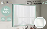 2 Set Wall Mirror Rectangular Frame Bathroom 70x90cm Turquoise V274-FT-BM-PSSQ-LB7090-X2
