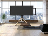FIN 32-75 Inch Swivel Tripod TV Stand Stable Wooden Legs TV Mount with Marble Shelf V767-U-Z1618