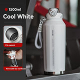 316 Stainless Steel Water Bottle Outdoor Insulated Bottle Sports Straw Bottle - White - Size 1000ml V1102-122-95094-WHT-1000ML