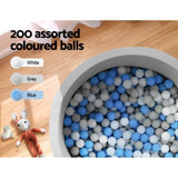 Keezi Kids Ball Pit 90x30cm Ocean Foam Play Pool Barrier Toys Children Grey BPOOL-A-7033-GR