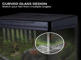 34L Curved Glass Aquarium Kit with LED Light & Bio Filter System - Complete Freshwater Fish Tan MS-420
