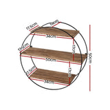 Artiss Floating Wall Shelf Round 3-Tier FUR-S-WALL-RND-3T-WD