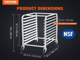 Bun Pan Rack, 10-Tier Commercial Bakery Racks with Brake Wheels, Aluminum Racking Trolley Storage V952-MBPJLZCCHC1058T4RV0