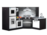Keezi Kids Kitchen Play Set Wooden Pretend Cooking Playset w/Sounds Lights Black PLAY-WOOD-TAP-BK