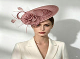 Yellow Saucer Fascinator Hat with Handcrafted Mesh Rose - Lightweight Wedding & Horse Race Day V888-ELOSUNG56737
