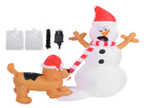 3.6ft Inflatable Snowman with Bite Dog White LED Lights Garden Yard Decorations IP44 Water Resistant V1294-YM0901-3115240075412