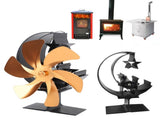 Stove 6 Blades Fireplace Heat Powered Fast Wind Circulation Half Moon Pattern Thermoeletric V1294-YM0706-3114230120012