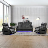 3-1-1 Seater Electric Air Leather Dark Grey Recliner Set V43-SET-EMP-3R-1R-1RGR