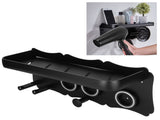Hair Blower Stand Organizer WallMounted Hair Dryer Holder Bathroom Storage Rack Black V1294-YM0901-3112200144611