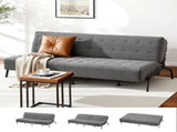 Artiss Sofa Bed, 1.9m 3-Seater Soft Innerspring Adjustable Couch Futon Chair for Apartment Dorm SBED-SPR-VEL8173-GY
