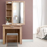 Artiss Dressing Table Stool Set Sliding Mirror Oak Demi FURNI-N-DRESS01-WD-AB