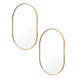 2 Set Wall Mirror Oval Aluminum Frame Bathroom 50x75cm GOLD V274-FT-BM-ALUOV-GLD5075-X2