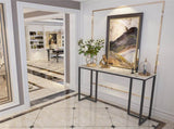 Exquisite Water Ripple Marble Console Table Bar Table w Thicken Stable Metal Leg V767-JJ-XZ181-XNE