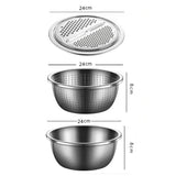 Small size Multifunctional Stainless Steel Vegetable Slicer and Grater Bowl Set - 3-in-1 Kitchen V888-ELOSUNG56096-4
