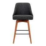 Artiss 2x Bar Stools Swivel Seat Wooden Charcoal BA-TW-8125-CHX2