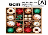 42-Piece Hand-Painted Christmas Tree Ornament Set with Red Green Gold Baubles, Gingerbread Men, V1341-ZY-W4SRW8S4-C