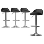 Artiss 4x Bar Stools PU Leather Gas Lift Black BA-K-719-BK-X4