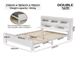 Artiss Bed Frame Double Size Wooden with 3 Shelves Bed Head White WBED-G-S1-D-ABC