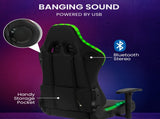 Overdrive Gaming Chair, with Bluetooth Speakers, RGB LED Lights, Reclining Game Armchair, Black V219-OFFGCROV5BKA