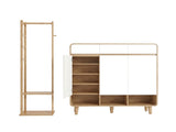 Artiss Shoe Rack Cabinet Wooden & Bamboo Clothes Rack Set Storage Shelf White Pine SHOE-HANGER-02-WHWD