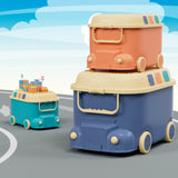 Keezi 3PCS Toy Storage Box Cute Car Toy Container Kids Toys Organiser Snack Boxes FURNI-C-TOY3PC-BUORGN