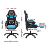 Artiss Gaming Office Chair with 8 Point Message Reline Ergonomic Blue MOC-L-GC-8P-BK-CY