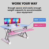 FORTIA Desk Riser 90cm Wide Adjustable Sit to Stand, for Dual Monitor, Keyboard, Laptop, White V219-ADKRISFO96WB