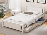 Artiss Bed Frame King Single Size Wooden Platform with 2 Storage Drawers White RIO WBED-D-004KS-107-DRAW