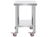 24x18x34 Inch Stainless Steel Work Table 3-Stage Adjustable Shelf with 4 Wheels Heavy Duty V952-CFGZT24X18X34YC01V0