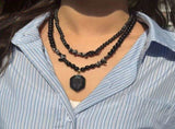 Vintage Double-Layer Hand-Strung Turquoise Necklace, Bohemian-Style Crackle Pendant for Protection V1232-SCHSSXL001