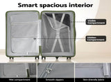 Wanderlite 28" Modern Vertical Trunk Luggage Suitcase Travel 5 Wheels Type-C TSA Olive Green LUG-ABS-TRUK02-28-GNBR