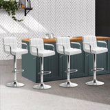 Artiss 4x Bar Stools Leather Gas Lift w/Armrest White BA-K-1055A-WHX4