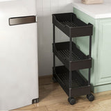 3 Tier Slim Rolling Storage Cart With Wheels, Plastic Utility Cart Organizer For Snack, Baby Diaper, V1366-AZ2-W-12655