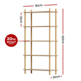 Artiss Bookshelf 5 Tiers Bookcase Display Shelves Wooden Storage Stand Rack Pine FUR-S-BSHELF-03-WD