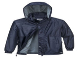 HUSKI STRATUS RAIN JACKET Waterproof Workwear Concealed Hood Windproof Packable - Navy Blue V563-918032-STRATUS-NVYBLU-5XL