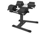 Powertrain Eon Dial Up 72KG Adjustable Dumbbells Pair with Stand - Black DMB-B10-036-2-STD