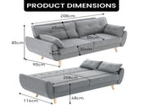 Elle Button-Tufted Fabric Sofa Bed with Cushions by Sarantino Light Grey SOFA-M1910-LNN-LGY