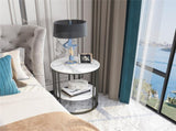 Solid Marble Sofa Side Coffee Table Bedside Storage Display Table Plant Stand V767-JJ-XZ218-BK