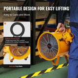 Portable Ventilator, 304.8mm/12inch Heavy Duty Cylinder Fan, 550W Strong Shop Exhaust Fan 2500CFM, V952-FBGSZ550W12INQAWHV3
