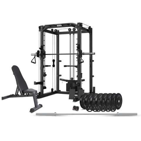 CORTEX SM20 Smith Station with 130kg Olympic Bumper Weight, Bar and Bench Set V420-CSST-SM20-C