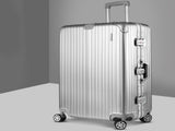 Wanderlite 28 Inch with TSA Lock StainlessSteelWrappedCorners Hard Shell Travel Suitcase LUG-ALU-28-SILVER