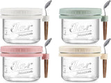 4-Pack 16oz Glass Overnight Oats Jars with Lids & Spoons, Airtight Mason Jars for Yogurt, Salad, V1107-CS-BXBLSNB